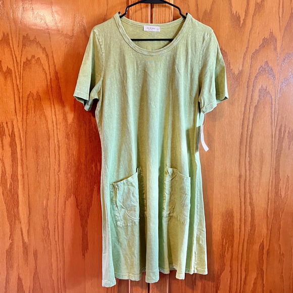 Jess‎ & Jane Small Casual T-Shirt Dress Pockets Special Dye Made in USA Small - Picture 1 of 8